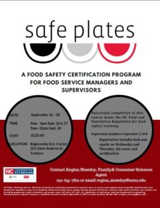 Cover photo for Safe Plates Class September 26 -28