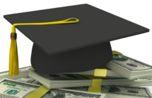 Graduation cap on money